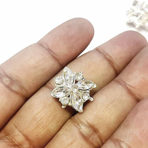 Silver Square Shape Jarkan Buttons Set Of 10 For Suit Sari & DIY